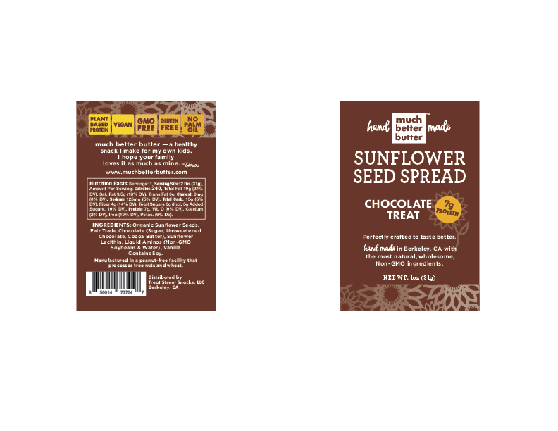 Front & Back of the 1 oz Chocolate Treat sunflower spread grab-n-go