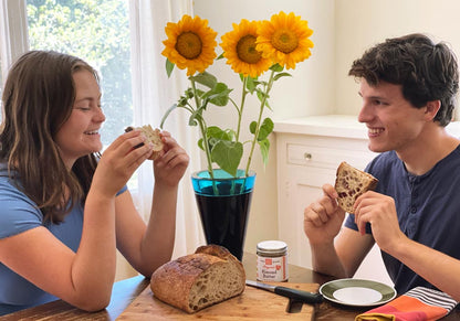 Couple enjoying sunbutter sandwiches