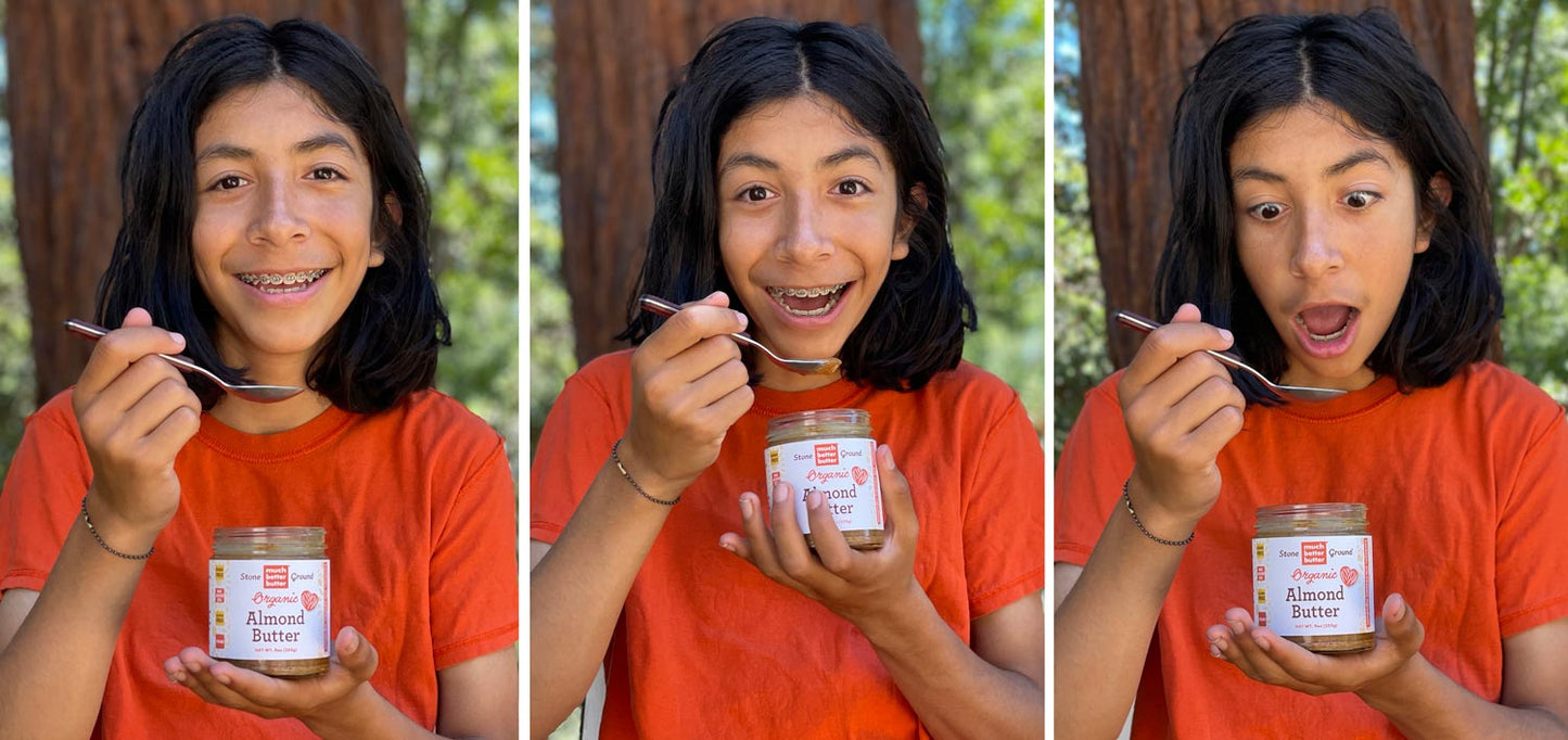 Boy enjoying almond butter